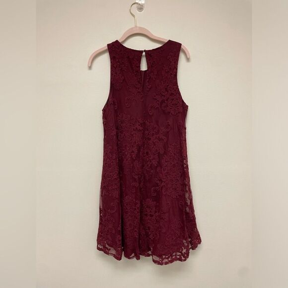 BB Dakota Maroon Whimsy Goth Cadence Lace Swing Dress SZ S - Picture 5 of 5